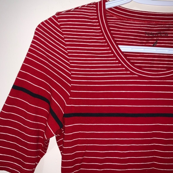 Nautica | Red Striped Half Sleeve Top - Picture 5 of 7